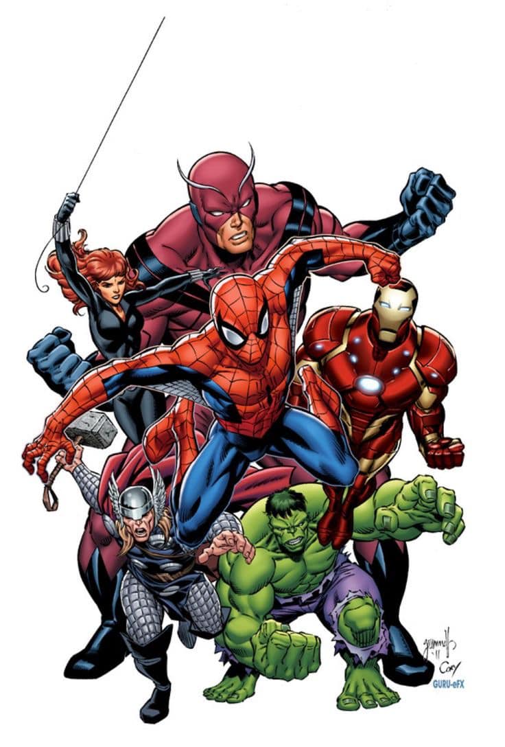 Superheroes Team Action (2) Print Poster