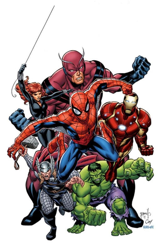 Superheroes Team Action (2) Print Poster