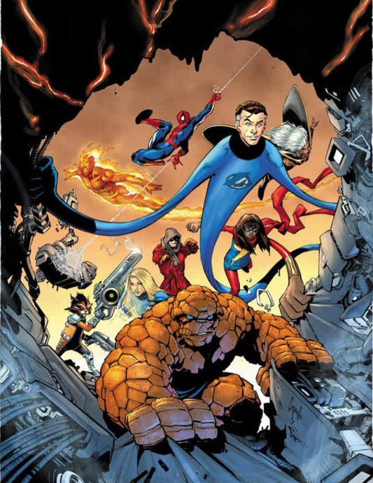 Superheroes Team Battle Print Poster