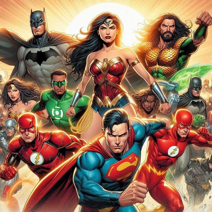 Superheroes Team Comic Print Poster