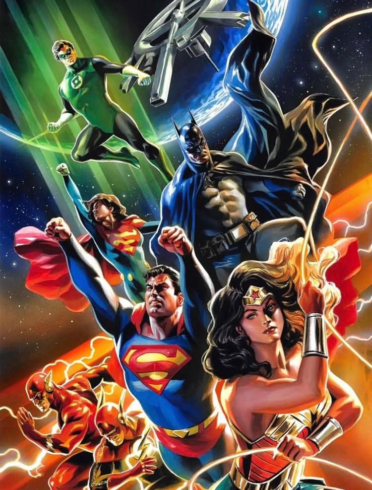 Superheroes Team Comic Art (2) Print Poster
