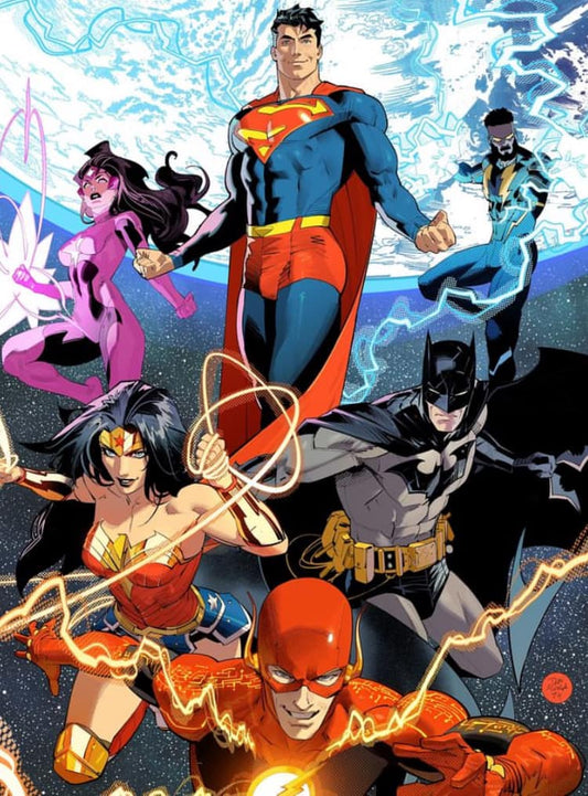 Superheroes Team Comic Scene Print Poster