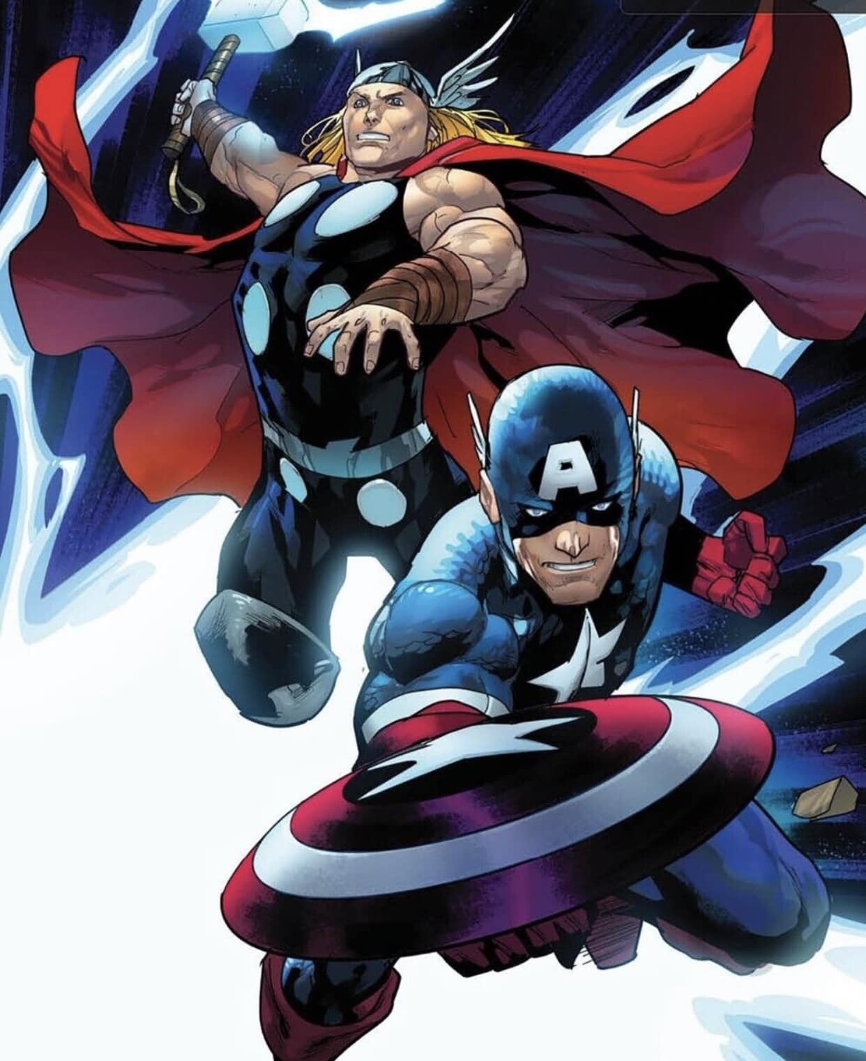 Superheroes Thor Captain America Action Print Poster