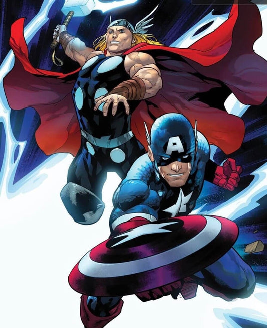 Superheroes Thor Captain America Action Print Poster