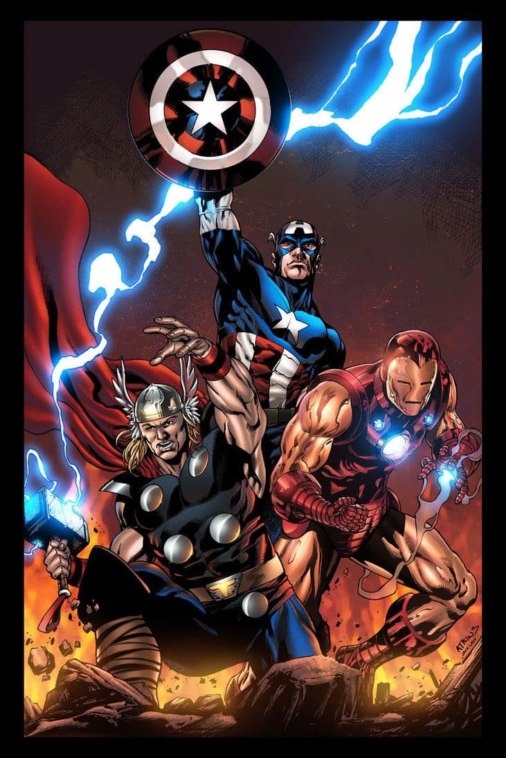 Superheroes Thor Captain America Iron Man Print Poster