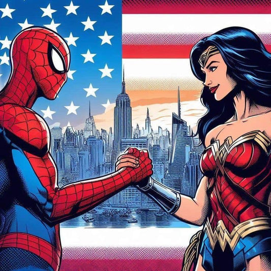 Superheroes United Nyc Background Print Poster