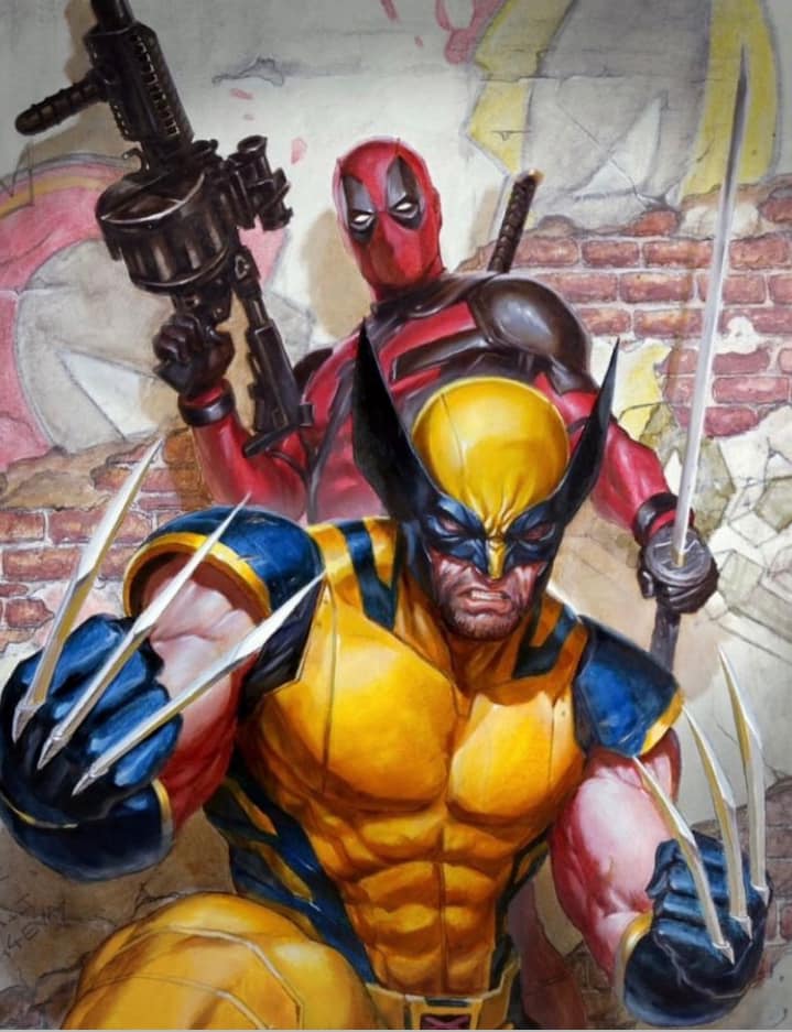 Superheroes Wolverine Deadpool Art Print Poster