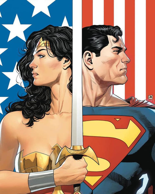 Superheroes Wonderwoman Superman Flag Print Poster