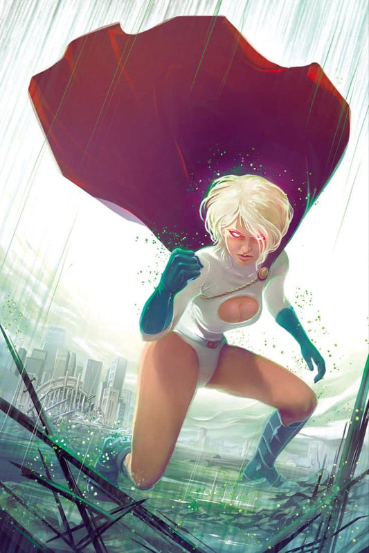 Superheroic Portrait Female Heroine Cityscape Print Poster