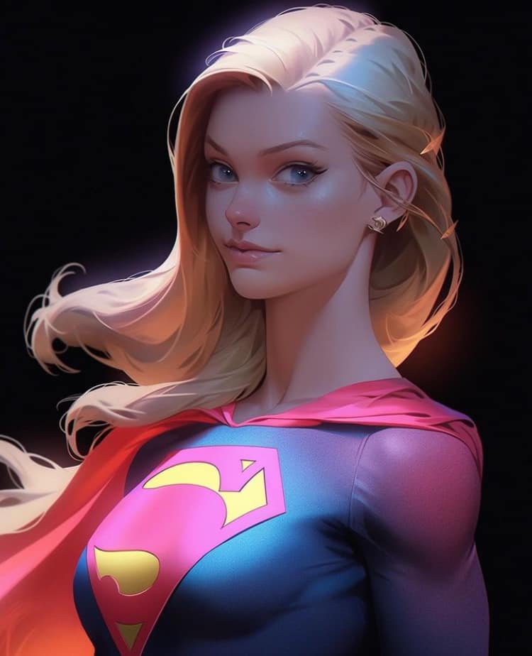 Superheroine Portrait Blonde Hair Print Poster