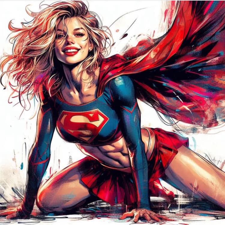 Superheroine Portrait Energetic Print Poster