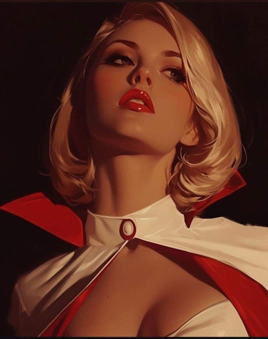 Superheroine Portrait Red White Print Poster