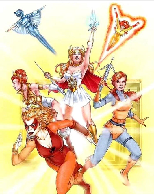 Superheroine Team Action Print Poster