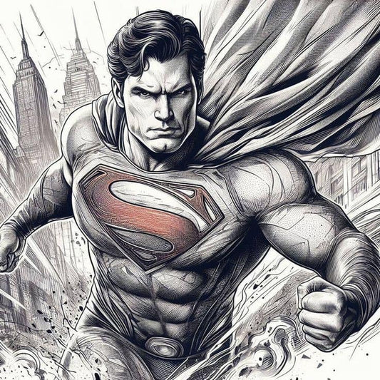 Superman Action Hero Illustration Print Poster