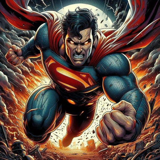 Superman Action Pose Explosion Print Poster