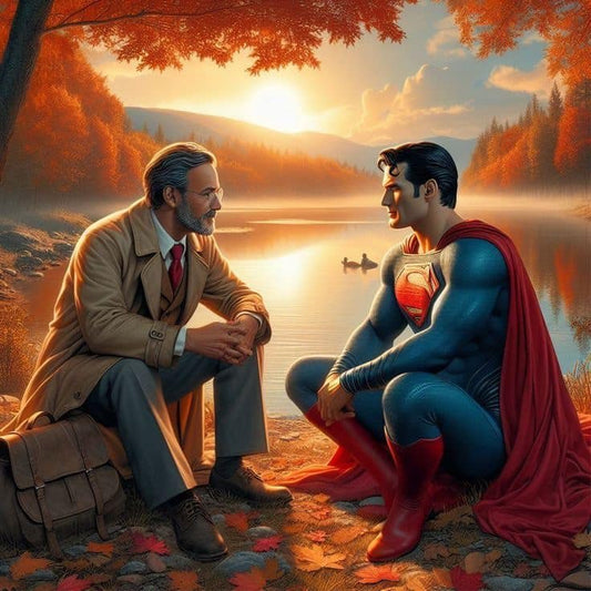 Superman And Mentor Lake Autumn Sunset Print Poster