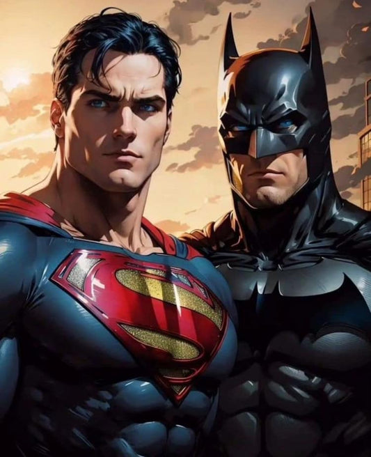 Superman Batman Hero Portrait Print Poster