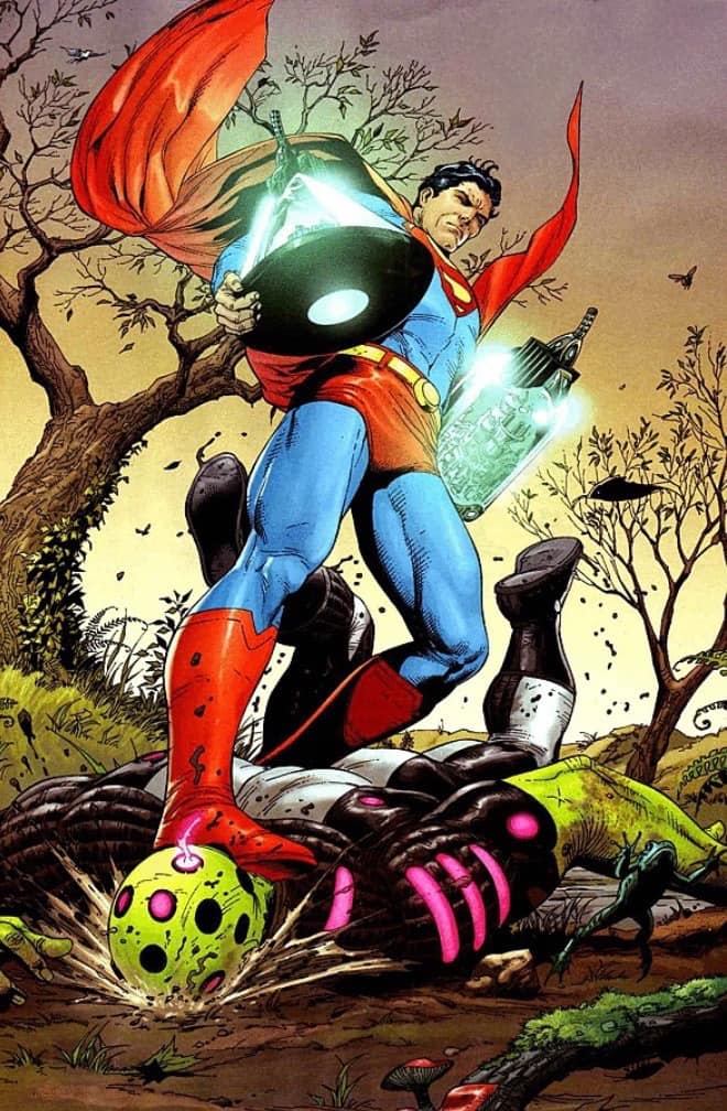 Superman Battle Scene Antagonist Destruction Print Poster