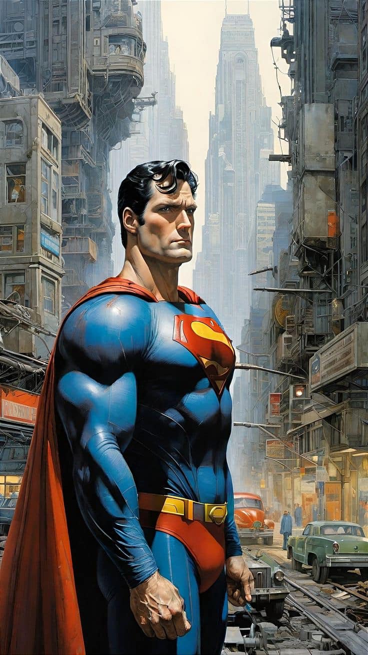 Superman Cityscape Heroic Print Poster