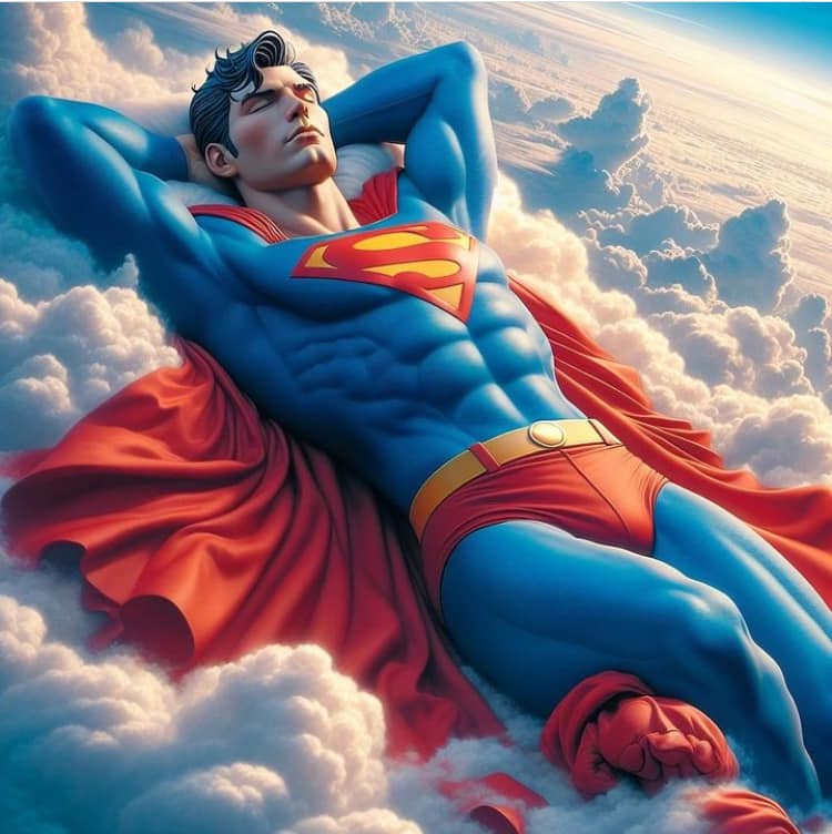 Superman Clouds Resting Print Poster