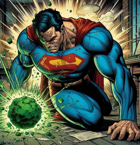 Superman Destroying Kryptonite Illustration Print Poster