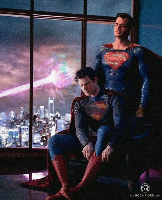 Superman Duo Cityscape Print Poster