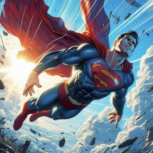 Superman Flying Action Hero Print Poster