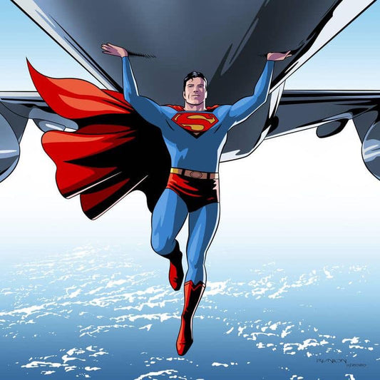 Superman Flying Airplane Print Poster