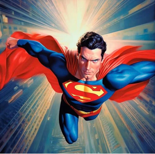 Superman Flying Cityscape Print Poster