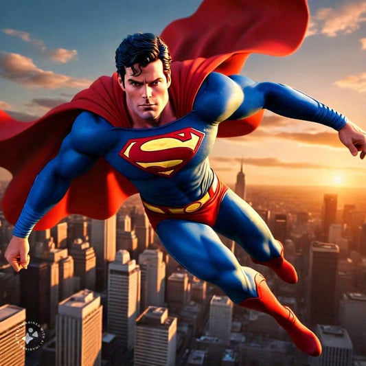 Superman Flying Cityscape (2) Print Poster