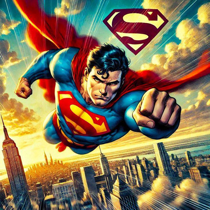 Superman Flying Cityscape (6) Print Poster