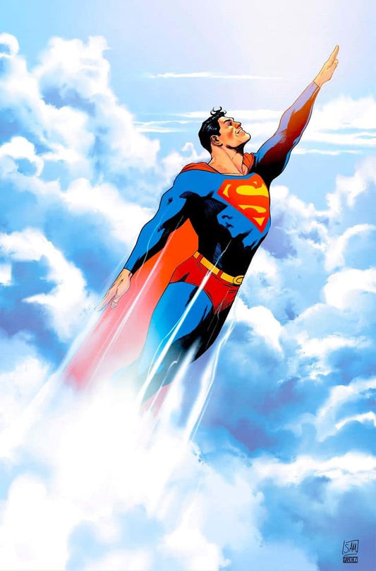 Superman Flying Clouds Print Poster