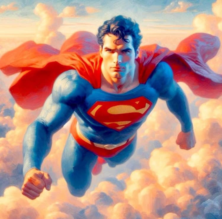 Superman Flying Clouds (2) Print Poster