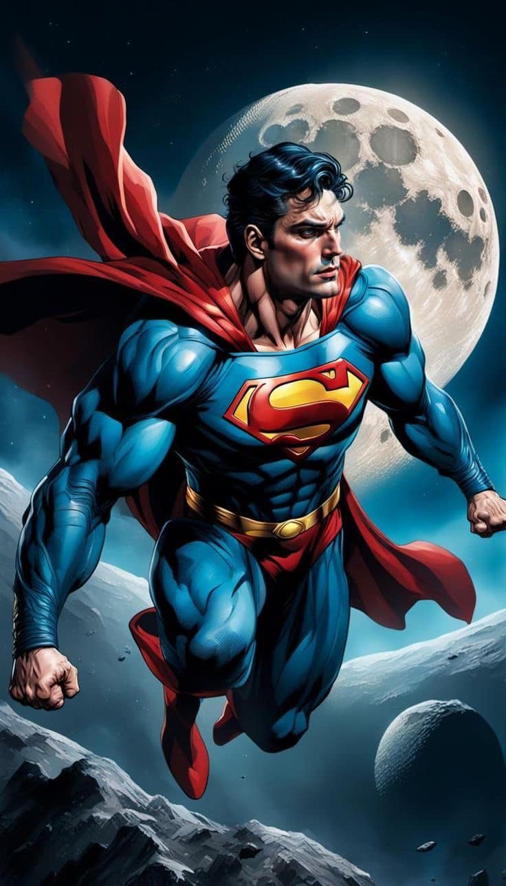 Superman Flying Moon Background Jigsaw Puzzle