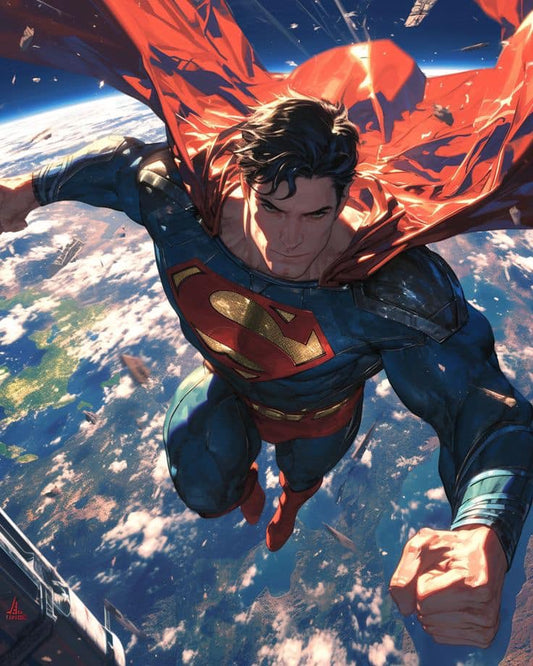 Superman Flying Space Print Poster