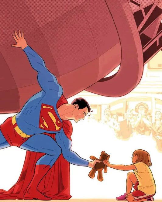 Superman Gifts Teddy Bear To Girl Print Poster