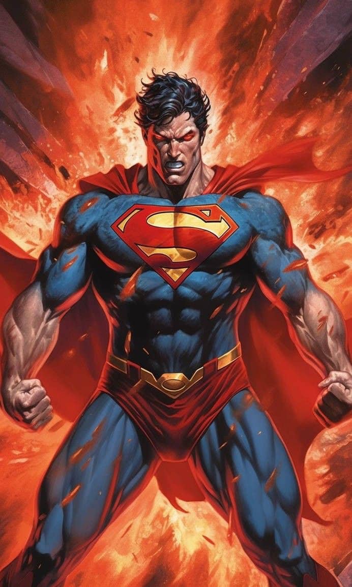 Superman Heroic Pose Explosion Print Poster