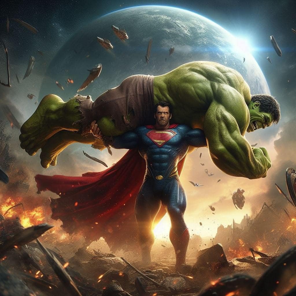 Superman Hulk Battle Space Scene Jigsaw Puzzle