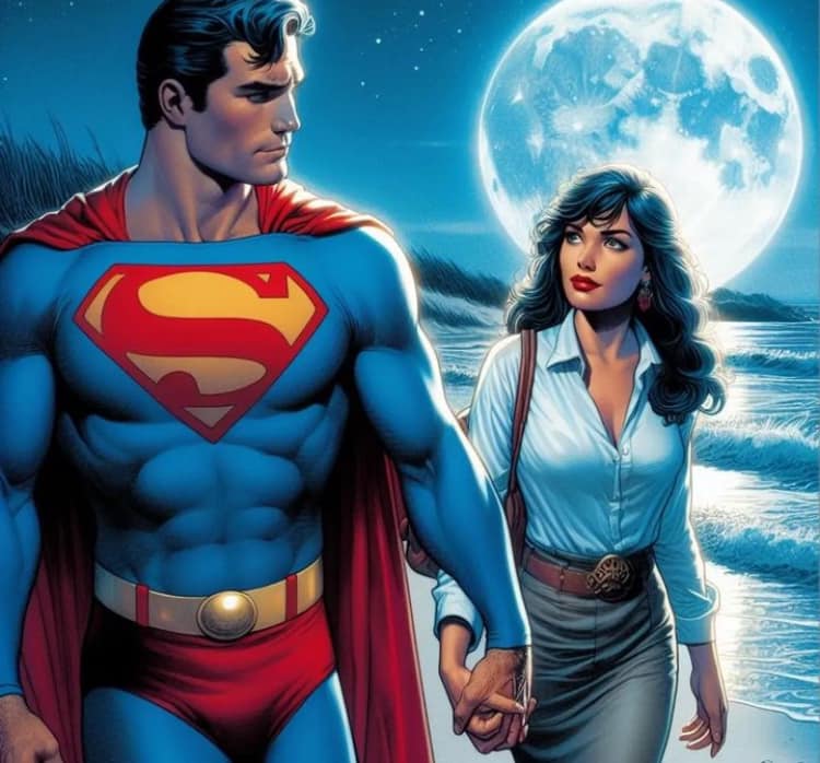 Superman Lois Lane Moonlit Beach Jigsaw Puzzle