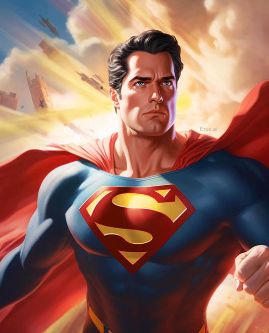 Superman Portrait Action Background Print Poster