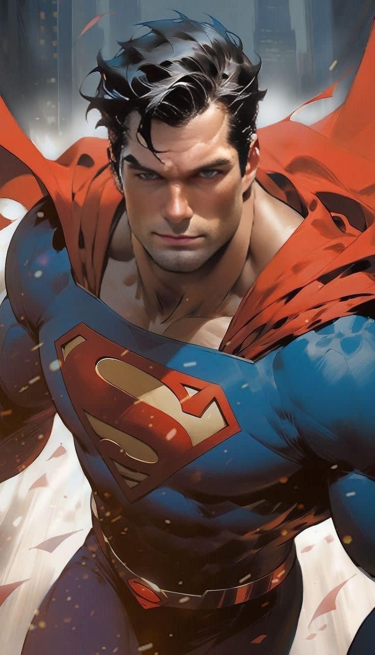 Superman Portrait Action Scene (2) Print Poster