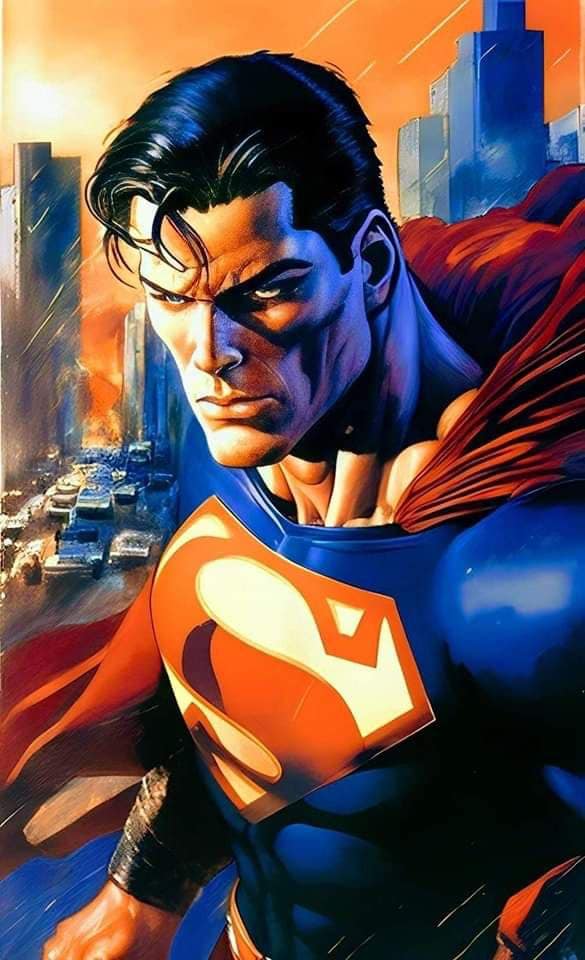 Superman Portrait Cityscape Print Poster
