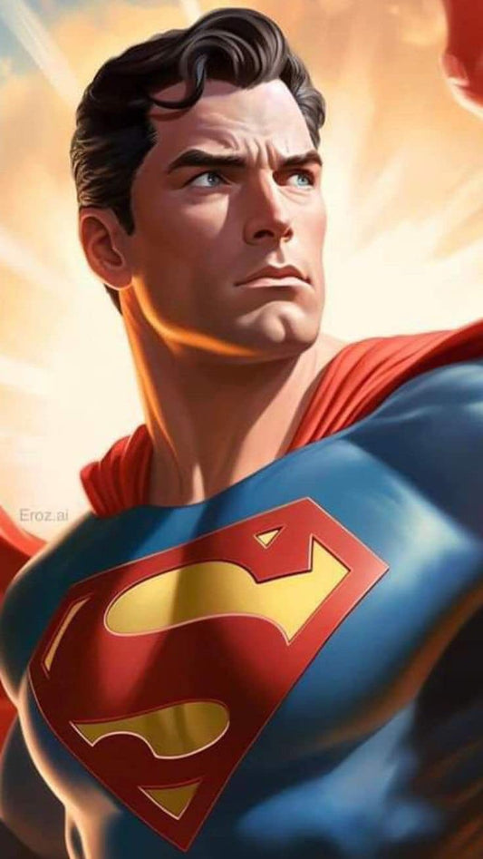 Superman Portrait Dramatic Light Print Poster