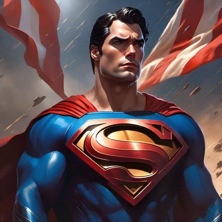 Superman Portrait With Flag (2) Jigsaw Puzzle