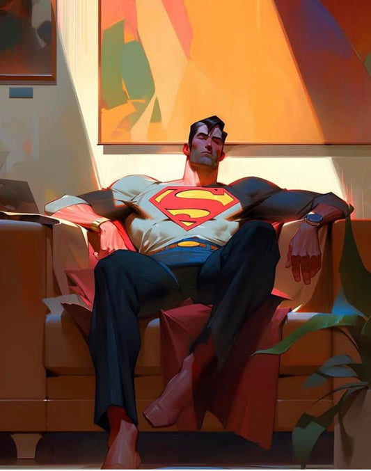 Superman Relaxed Sofa Art Print Poster