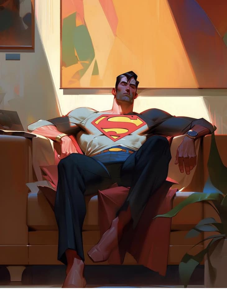 Superman Relaxed Sofa Art Jigsaw Puzzle