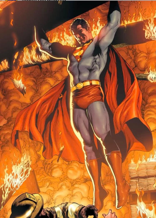 Superman Rescue Fire Scene Print Poster