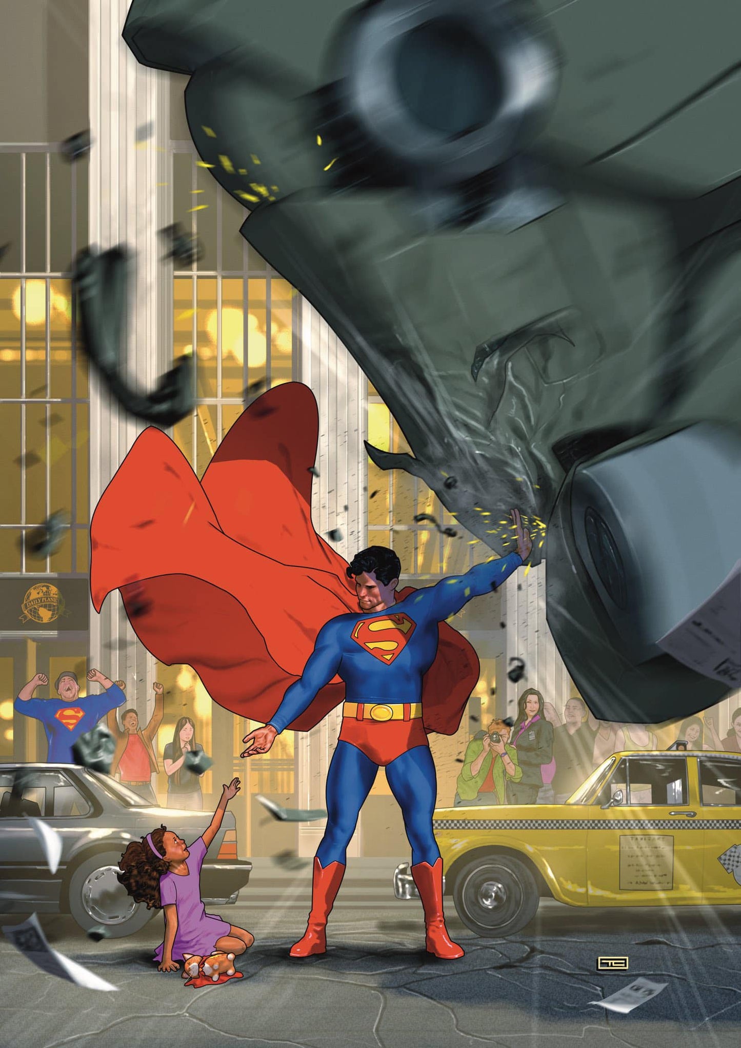 Superman Rescuing Girl City Street Jigsaw Puzzle