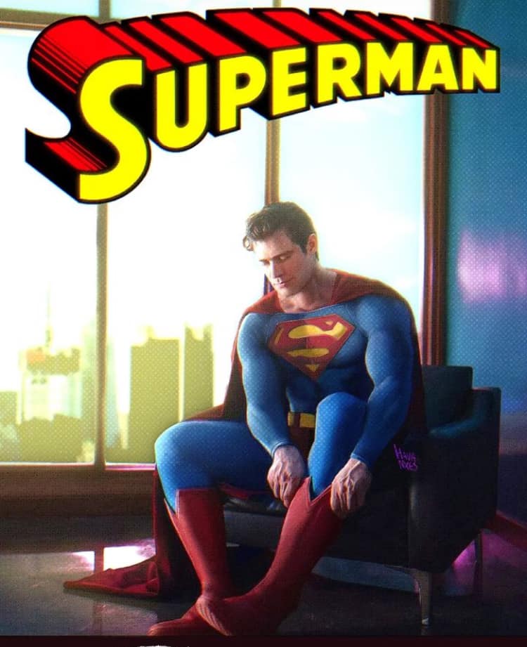 Superman Sitting Urban Background Print Poster