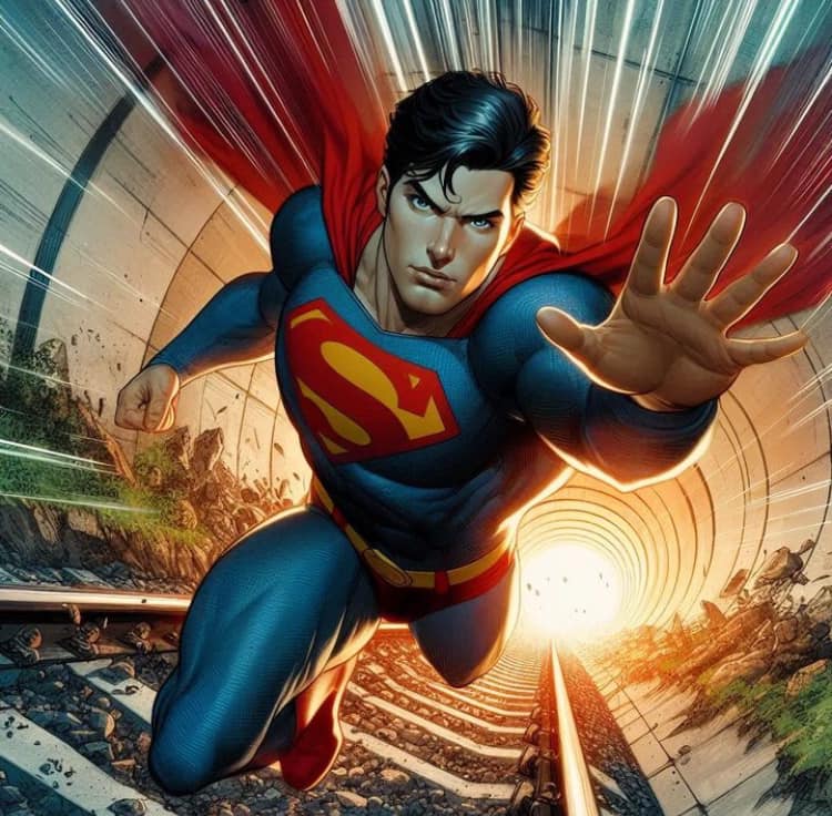 Superman Speeding Through Tunnel Print Poster